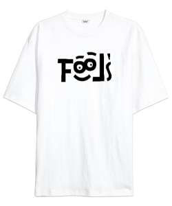 Fools - Komik Bakışlar Beyaz Oversize Unisex Tişört