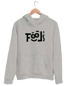 Fools - Komik Bakışlar Gri Unisex Kapşonlu Sweatshirt