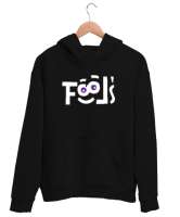 Fools - Komik Bakışlar Siyah Unisex Kapşonlu Sweatshirt - Thumbnail