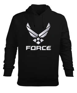 Force Siyah Erkek Kapüşonlu Hoodie Sweatshirt