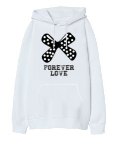 Forever Love Oversize Unisex Kapüşonlu Sweatshirt