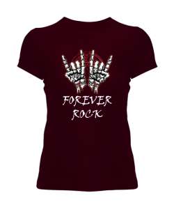 Forever Rock V3 Bordo Kadın Tişört