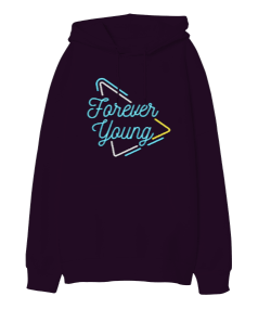 Forever Young Oversize Unisex Kapüşonlu Sweatshirt