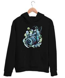 FOTOĞRAF MAKİNESİ Siyah Unisex Kapşonlu Sweatshirt