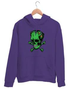 Frankenstein Skull - Kafatası Mor Unisex Kapşonlu Sweatshirt