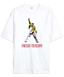 Freddie Mercury - Queen- Beyaz Oversize Unisex Tişört