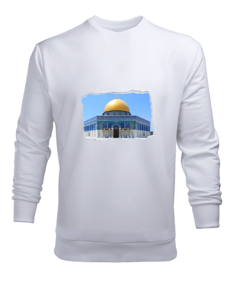 Tisho - Free Palestine Beyaz Erkek Sweatshirt