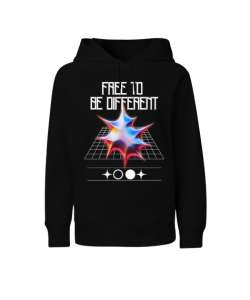 Free to be different Siyah Çocuk Unisex Hoodie Kapüşonlu