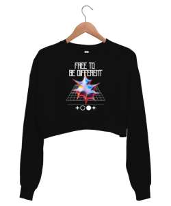 Free to be different Siyah Kadın Crop Sweatshirt