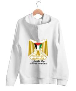 FREIES PALÄSTINA Baskılı Beyaz Unisex Kapşonlu Sweatshirt