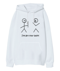 Friends Beyaz Oversize Unisex Kapüşonlu Sweatshirt