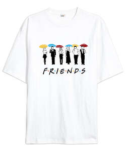 Friends Beyaz Oversize Unisex Tişört