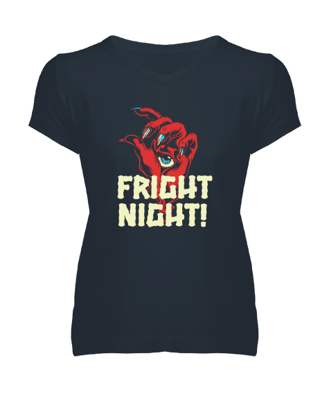 Tisho - Fright Night - Korku Gecesi Füme Kadın V Yaka Tişört