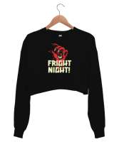 Fright Night - Korku Gecesi Siyah Kadın Crop Sweatshirt - Thumbnail