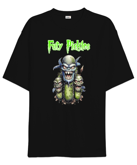 Tisho - Fury Pickles Siyah Oversize Unisex Tişört