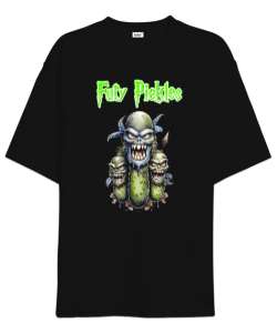 Fury Pickles Siyah Oversize Unisex Tişört