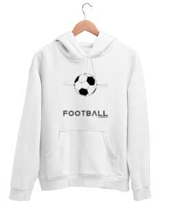 Futbol 1 Beyaz Unisex Kapşonlu Sweatshirt