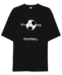 Futbol metni ikonu tasarım baskılı 3 Siyah Oversize Unisex Tişört