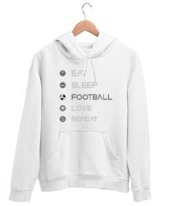 Futbolcunun yaşam döngüsü tasarım baskılı Beyaz Unisex Kapşonlu Sweatshirt