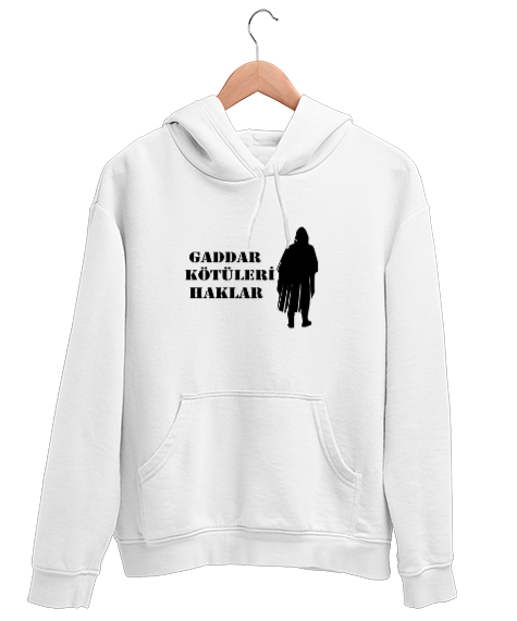 Tisho - Gaddar Kötüleri Haklar Beyaz Unisex Kapşonlu Sweatshirt