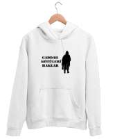 Gaddar Kötüleri Haklar Beyaz Unisex Kapşonlu Sweatshirt - Thumbnail