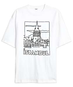 GALATA İSTANBUL Beyaz Oversize Unisex Tişört