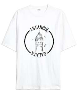 GALATA İSTANBUL Beyaz Oversize Unisex Tişört