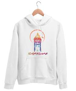 GALATA İSTANBUL Beyaz Unisex Kapşonlu Sweatshirt