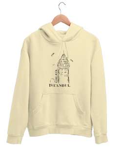 GALATA İSTANBUL Krem Unisex Kapşonlu Sweatshirt