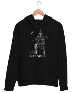 GALATA İSTANBUL Siyah Unisex Kapşonlu Sweatshirt