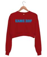 GAME DAY Kırmızı Kadın Crop Sweatshirt - Thumbnail