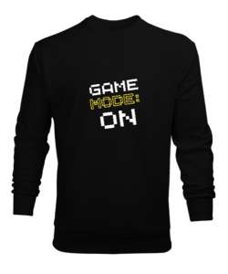 Game Mode On Oyun Modu Retro ve Piksel Art Oyuncu Özel Tasarım Siyah Erkek Sweatshirt