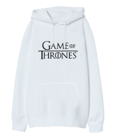 game of thrones baskılı Oversize Unisex Kapüşonlu Sweatshirt