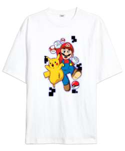 GAME ON Beyaz Oversize Unisex Tişört