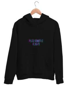 game on Siyah Unisex Kapşonlu Sweatshirt