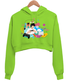 Gamer Kadın Crop Hoodie Kapüşonlu Sweatshirt