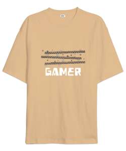 Gamer Retro ve Pixel Art Oyun ve Oyuncu Özel Tasarım Camel Oversize Unisex Tişört