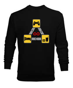 Gamer Routine Siyah Erkek Sweatshirt