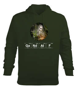 Gandalf Haki Yeşili Erkek Kapüşonlu Hoodie Sweatshirt