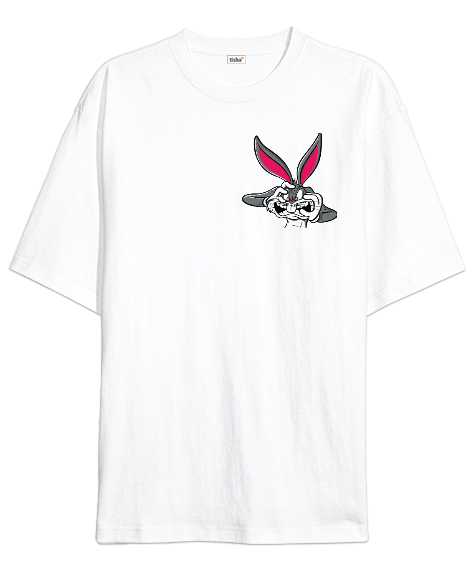 Tisho - Gangster Bunny Beyaz Oversize Unisex Tişört