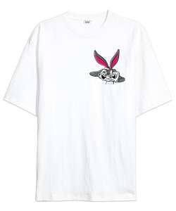 Gangster Bunny Beyaz Oversize Unisex Tişört