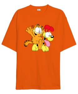 Garfield Turuncu Oversize Unisex Tişört