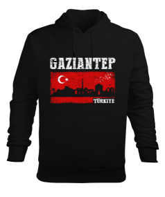 gaziantep, gaziantep şehir ,Türkiye,Türkiye bayrağı. Erkek Kapüşonlu Hoodie Sweatshirt
