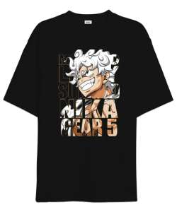 Gear 5 Luffy Siyah Oversize Unisex Tişört