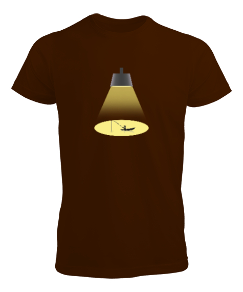 Tisho - Gece Balıkçısı - Fishing Kahverengi Erkek Tişört
