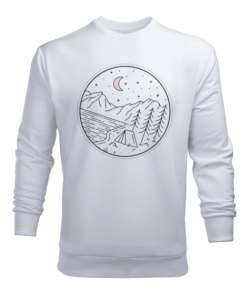 Geceleri Grand Teton Milli Park Beyaz Erkek Sweatshirt