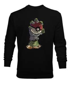 Geek Zombi Bakeball - Fantastik El Siyah Erkek Sweatshirt