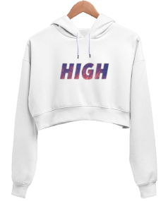 Genç Nesil Baskılı Sade Tasarım Kadın Crop Hoodie Kapüşonlu Sweatshirt