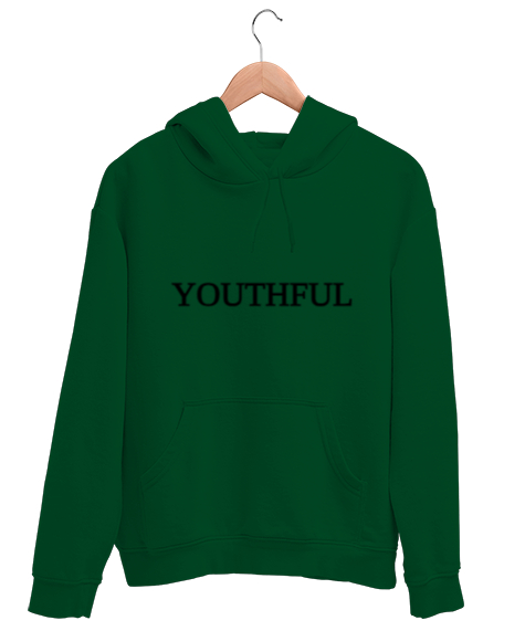 Tisho - Gençlik kış giyim Çimen Yeşili Unisex Kapşonlu Sweatshirt