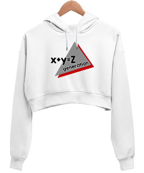 Generation Z - Z Kuşağı Beyaz Kadın Crop Hoodie Kapüşonlu Sweatshirt